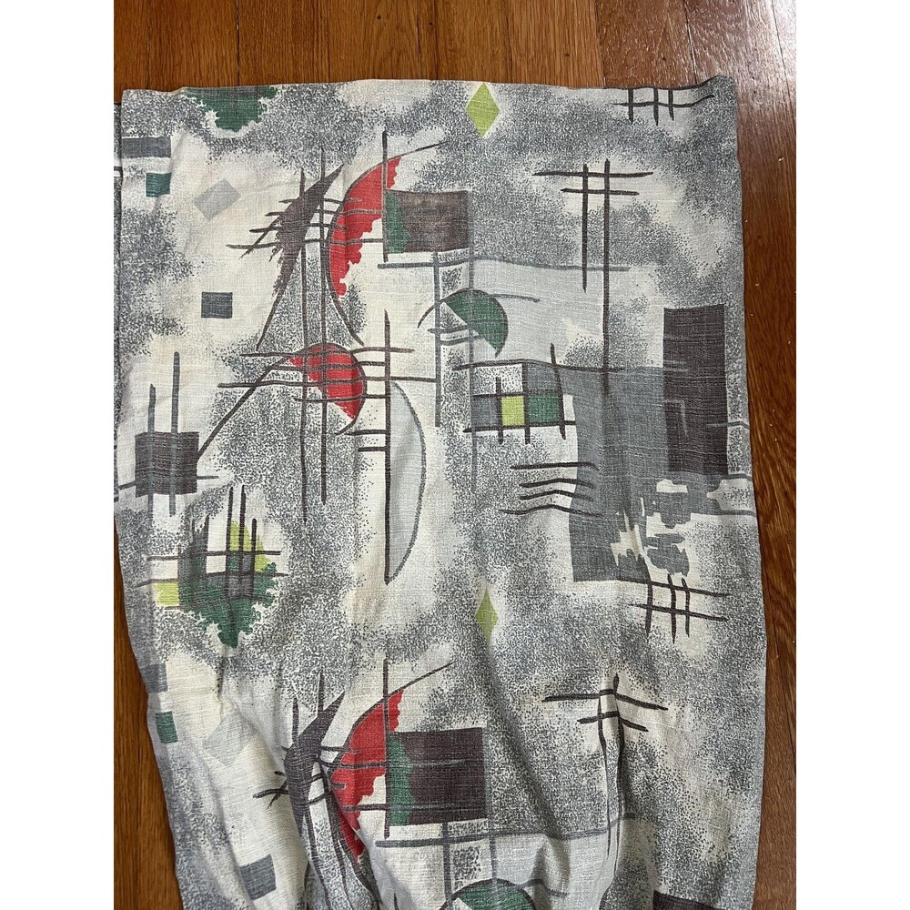 Vintage Abstract Curtain Panels Pair Rod Pocket 36x43 Retro Multicolor Decor